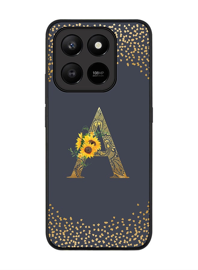 Stylizedd For Honor X7d 4G / X7d 5G / 400 Smart Case,Slim fit Camera Protection, Shockproof Thin Phone cover  - Custom Floral Monogram - A  (Grey ) - Image 1